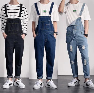 Fashion Men Casual Denim Overalls Suspenders Pants Dungarees Bib Jumpsuits Jeans • $32.58