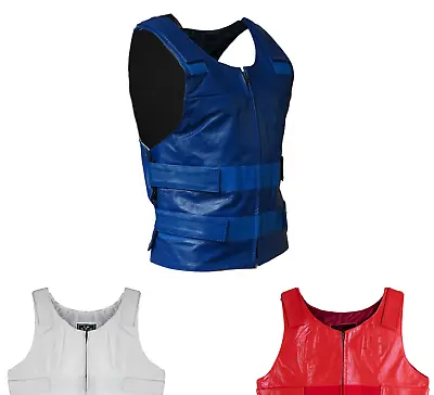 Colored Bullet Proof Style Leather Motorcycle Vest Bikers Club Tactical Vest Men • $55