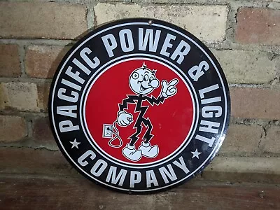 Vintage Pacific Power & Light Electric Company Metal Porcelain Enamel Sign 12  • $124.99