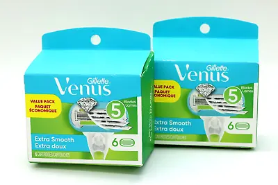 Gillette Venus Extra Smooth 5 Bladed Cartridges 2 New Boxes/6=12 Refills Total • $36.65