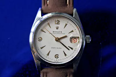 Rolex OysterDate Precision 6256 Vintage Steel Unisex Watch Manual 30mm - 1953! • $1349