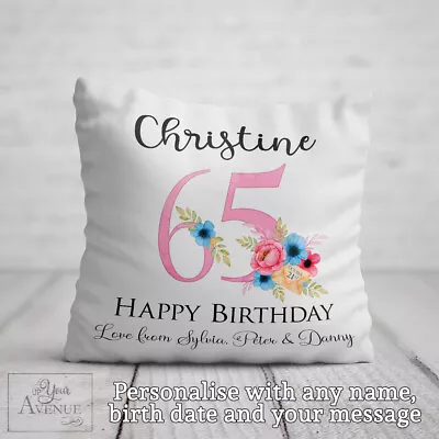 65th BIRTHDAY CUSHION 65th Birthday Gift Her Women Friend Mum Auntie Nan Nanna • £21.99