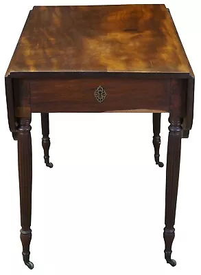 Antique Federal American Mahogany Drop Leaf Dining Breakfast Console Table 36  • $1080