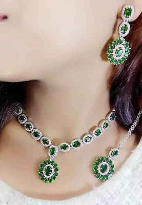 Indian Bollywood Bridal Set Gold Plated Jewelry Earrings CZ Ethnic AD Necklace • $21.11