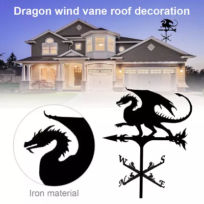 Metal Iron Dragon Weathervane Outdoor Weather Vane Wind Direction ✽ • £22.02