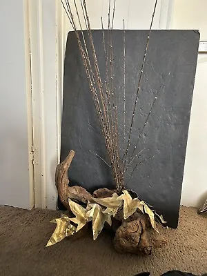 Curtis Jere Style Modern Brass Leaves/Reeds Sculpture On Wood Base MCM Vintage • $39.99
