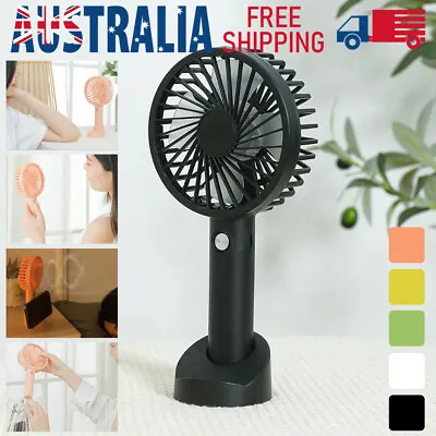 $11.26 • Buy Mini Portable Hand-held Desk Fan Cooling Cooler USB Air Rechargeable 3 Speed AU