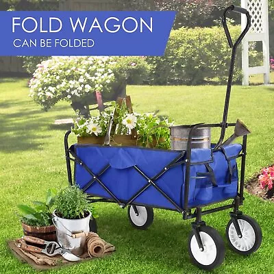 Collapsible Utility Wagon Garden Cart Folding Grocery Cart Outdoor Camping Beach • $47.99