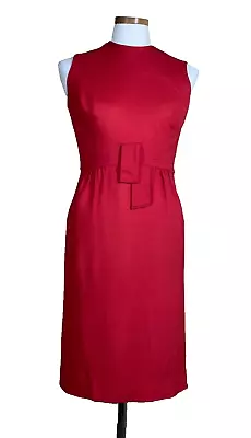 Kelly Arden Vintage Dress Red Wiggle XS/S 2/4 60s Sheath C-34   W-26 Secretary • £27.99