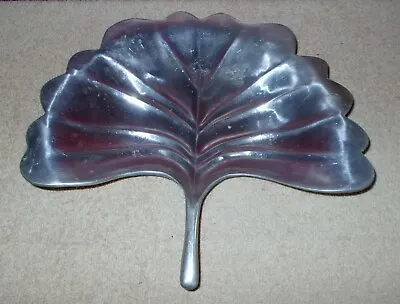 VTG Large ALUMINUM Palm Leaf Shape SERVING DISH Plate Bowl Platter Seafood Salad • $21