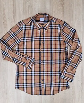 Burberry Shirt Men's Long Sleeve Cotton Blend Expres Shipping Brown • $99