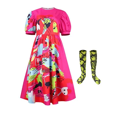 Movie Weird Barbie Cosplay Costume Dress & Socks Outfit Women Party Fancy Dress • £23.09