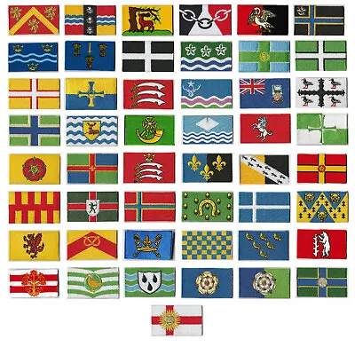 UK County Flag Embroidered Patch Badge Style T4.  Sew / Iron On 6 X 3.5cm. • £3.75