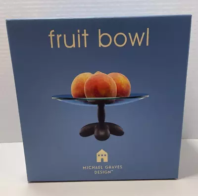 Vintage MICHAEL GRAVES DESIGN Glass & Bronze Base Fruit Bowl-NIB • $34.99