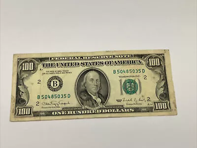 Series 1990 US One Hundred Dollar Bill $100 New York ~ B 50485035 D • $134.66