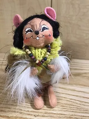 Annalee 2004 Indian Girl Mouse With Bead Necklace 6  Brown Thanksgiving Doll • $7.99