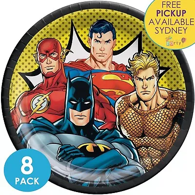 $9.99 • Buy Justice League Party Supplies 8 Large Paper Plates Batman Superman Birthday