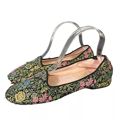 VTG Daniel Green Slippers Comfy House Shoes Brocade Floral Jacquard Tapestry 9 • $29.99