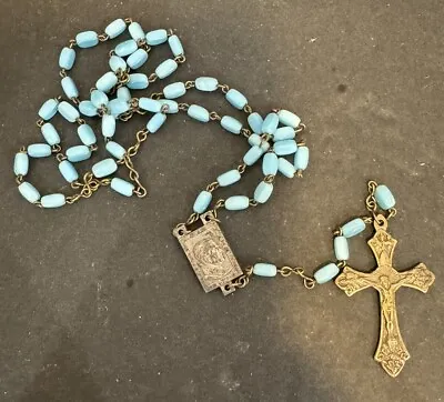 Vintage Catholic Rosary Glass Lt Blue Beads • $17