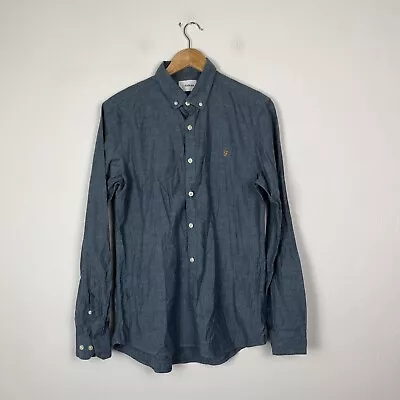 Farah Blue Grey Long Sleeved Shirt Men’s M Pit To Pit 20” • £14