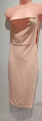 £1.50 • Buy PLT Ladies Salmon Pink Strapless Body Con Dress Size 8 Cut Out Sides Sleeveless