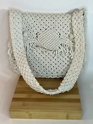 Hippie Festival Cream White Crochet/Macrame Handbag Purse Shoulder Bag • $20