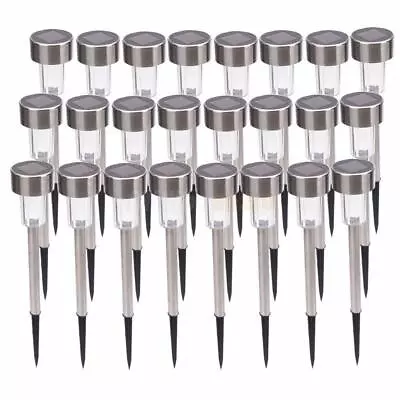 New 24PCS Outdoor Solar Power LED Garden Landscape Lights Stainless Steel White • $28.99