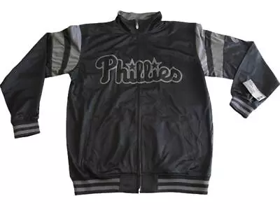 New Philadelphia Phillies Mens Sizes M-L-XL-Tall Majestic Black Track Jacket • $20.99