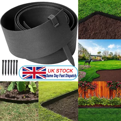 5 Metre FLEXIBLE GARDEN BORDER GRASS LAWN PATH EDGING W/ 6 PLASTIC PEGS UK STOCK • £12.87