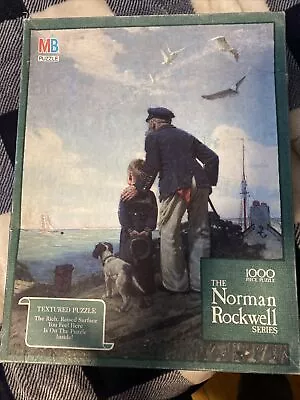 Vtg MB Norman Rockwell Series Texture Jigsaw 1000 Pc Puzzle Outward Bound New • $0.99