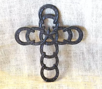 Horseshoe & Star Western Cross Wall Decor Religious Western Farmhouse Large Door • $15.99