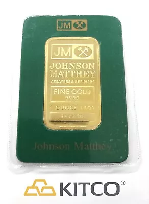Vintage Johnson Matthey 1 Oz Fine Gold Minted Bar 9999 Green Assay Card #B 57430 • $2600
