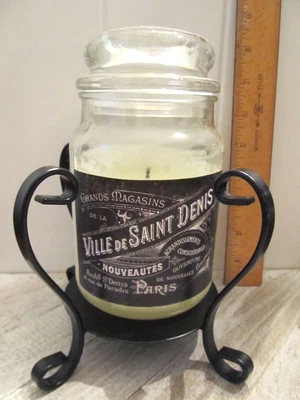 $14.99 • Buy Yankee Candle Black Wrought Iron Large Jar Tabletop Candle Holder Scroll