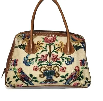 Isabella Fiore Bird Bouquet Elaborately Beaded Domed Tapestry Large Handbag $645 • $299