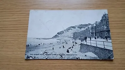 Vintage The Queens Hotel Victoria Terrace Aberystwyth. Post Card Posted 1918 • £2.99