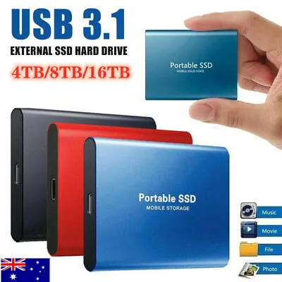 $37.99 • Buy Portable SSD USB 3.1 Mobile Solid State Hard Drive Type C High Speed Hard Disk