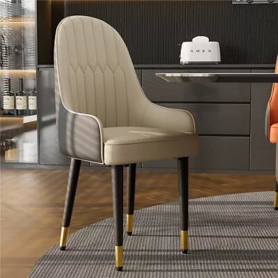 2X Leather Kitchen Leisure Dining Chairs Side Seat With Metal Legs Living Room • £179.92