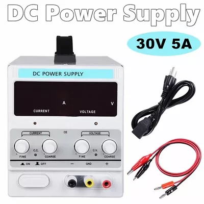 Adjustable Power Supply 30V 5A 110V Precision Variable DC Digital Lab W/clip • $49.41