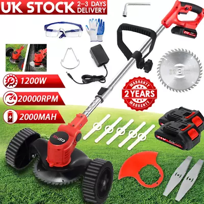 21V Cordless Electric Strimmer Grass Trimmer Weed Cutter Garden Edger +2 Battery • £30.99