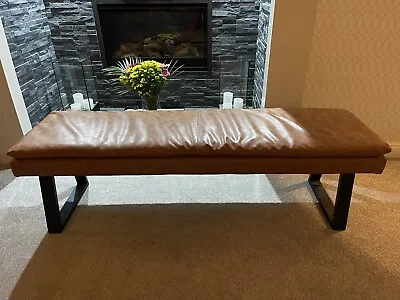 Woods Furniture Industrial Tan Faux Leather Dining Bench Seat • £52