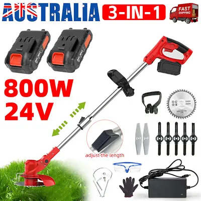 800W 2 Battery Cordless Grass Trimmer Lawn Electric Whipper Snipper Strimmer  • $52.25