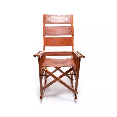 Costa Rican Rocking Chair - Leather - Royal Mahogany Wood (Pura Vida)           • $340