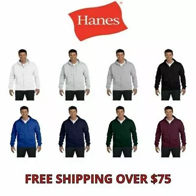 Hanes Adult 7.8 Oz. EcoSmart 50/50 Full-Zip Hood P180 Front With Pockets S-3XL • $29.93