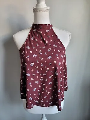 Red T Shirt Size 12 New Look Halter Neck Womens • £9.59