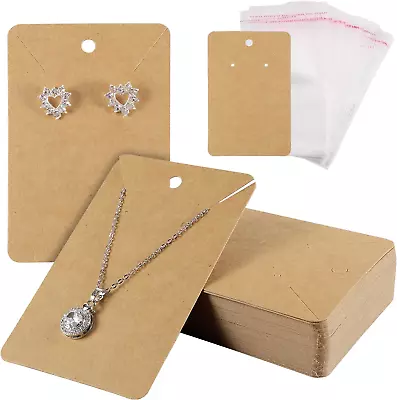 100 PCS Earring Display Cards 50 Jewellery Necklace Holder Cards With 50 Bags • £5.72