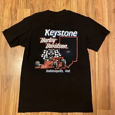 Vtg Keystone Harley Davidson Indianapolis T-Shirt Size M Home Of Indy 500 • $14.50