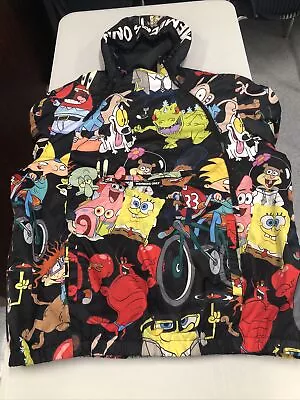 Nickelodeon Members Only X Jacket Xxl Quilted Lined Sponge Bob Rugrats AOP • $54.99