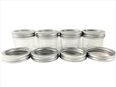 $8.85 • Buy Ball Mason Jelly Jars 4 Oz. Quilted Style Reg. Mouth-Set Of 4-with 4 Extra Lids