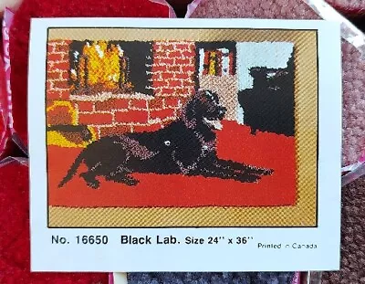 NIB Vintage Mary Maxim Latch Hook Rug Kit 24  × 36  Black Lab 16650 371 • $54.99