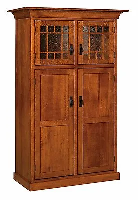 Amish Norway Mission Craftsman Kitchen Pantry Storage Cupboard Roll Shelf Glass • $2499